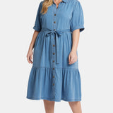 Kate Ruffle Dress In Plus Size - Light Marine