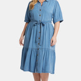 Kate Ruffle Dress In Plus Size - Light Marine