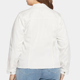 Frayed Hem Jacket In Plus Size - Optic White