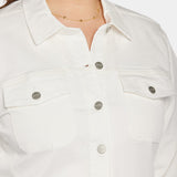 Frayed Hem Jacket In Plus Size - Optic White